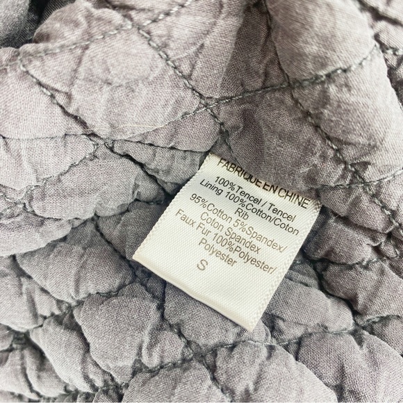 Young, Fabulous And Broke Cropped Bomber Jacket Tencel with Fur Collar - Picture 5 of 10